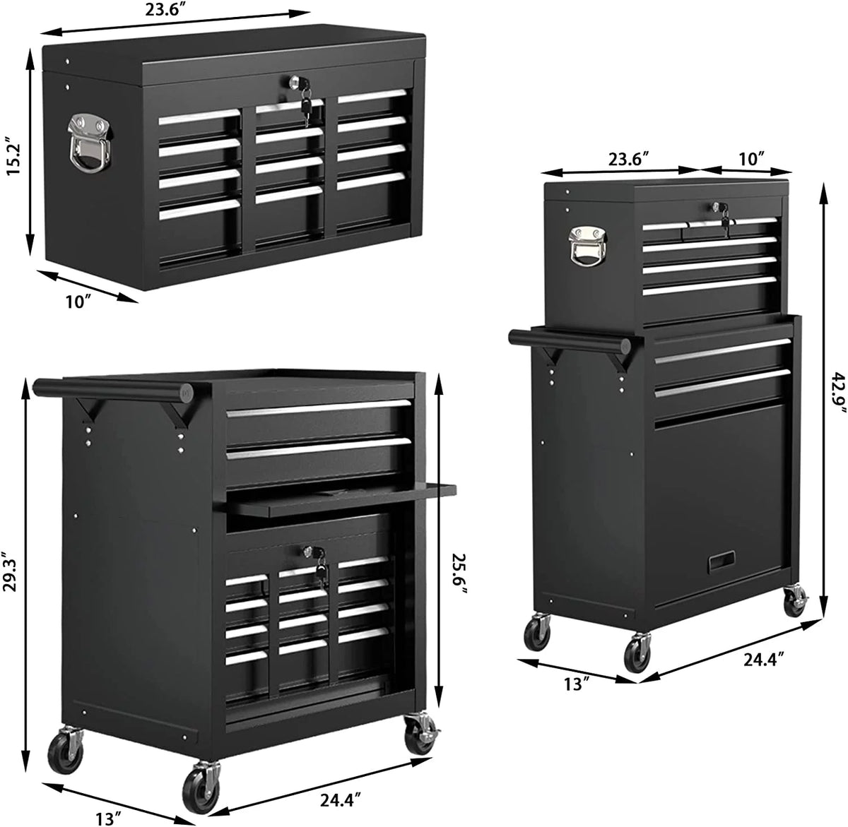 8 Drawer Rolling Tool Chest with Lockable Drawers C2048