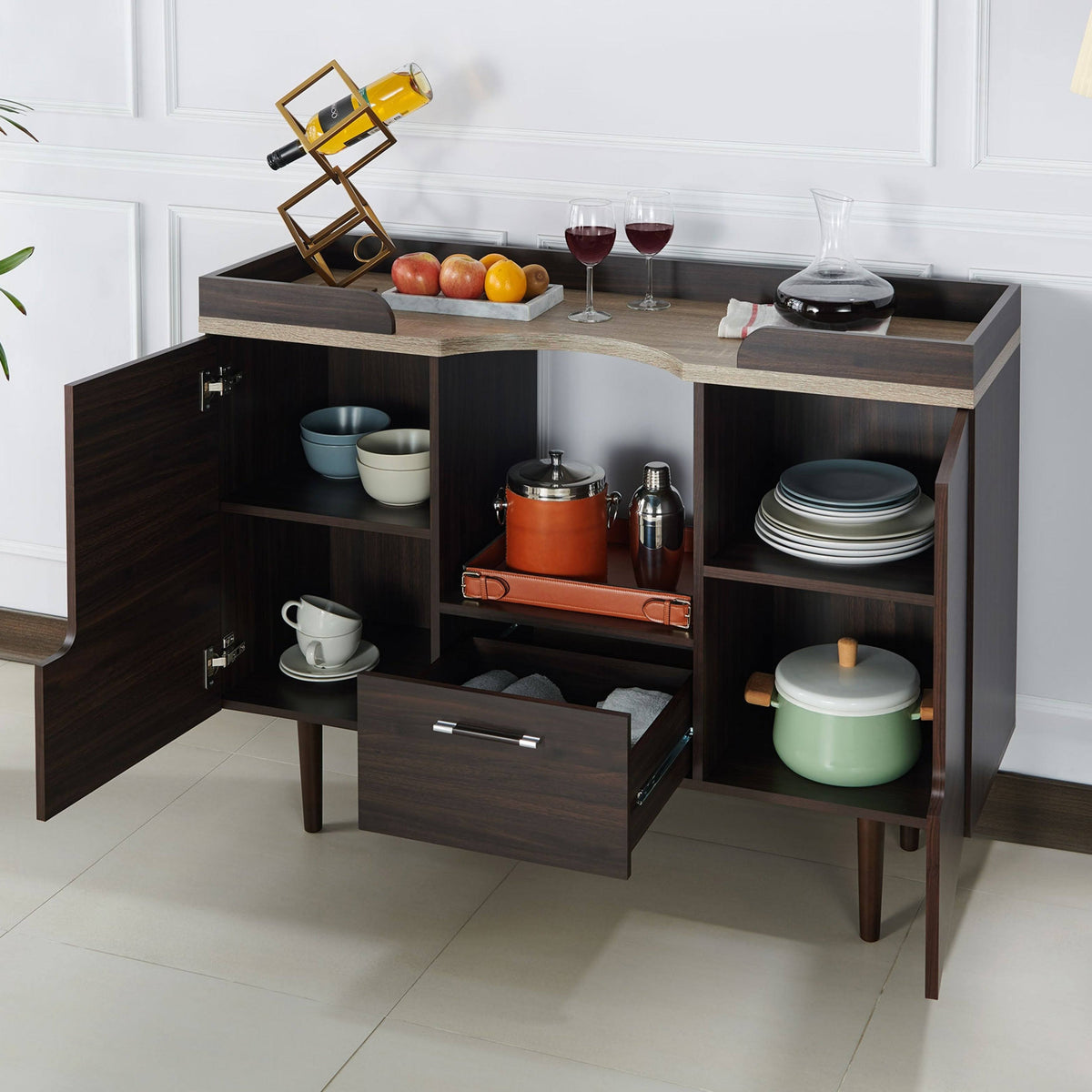 Mid-Century Modern Wenge Buffet Server, Brown E310