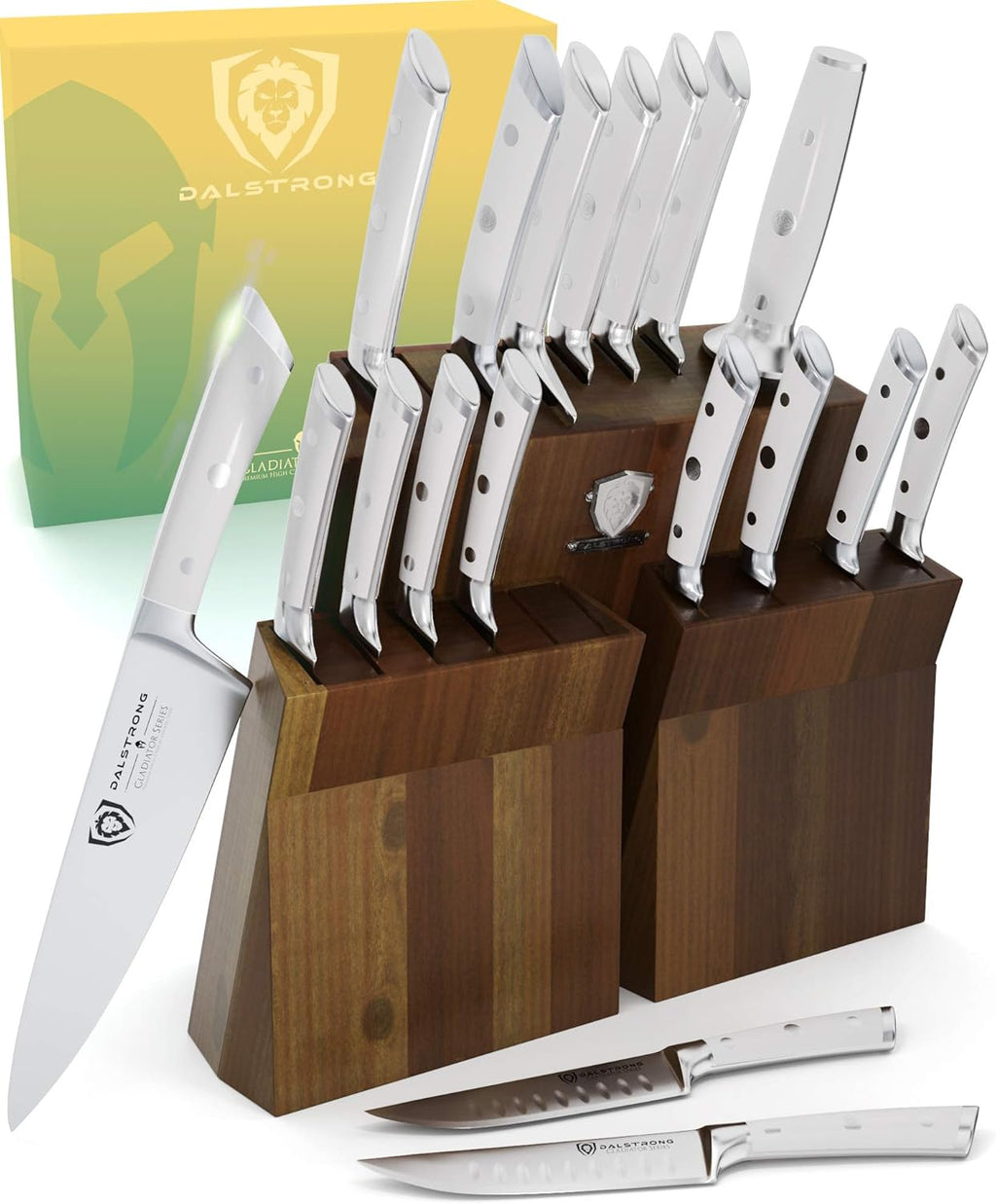 8 Piece German HC Steel Knife Block Set with Acacia Wood Stand J5182