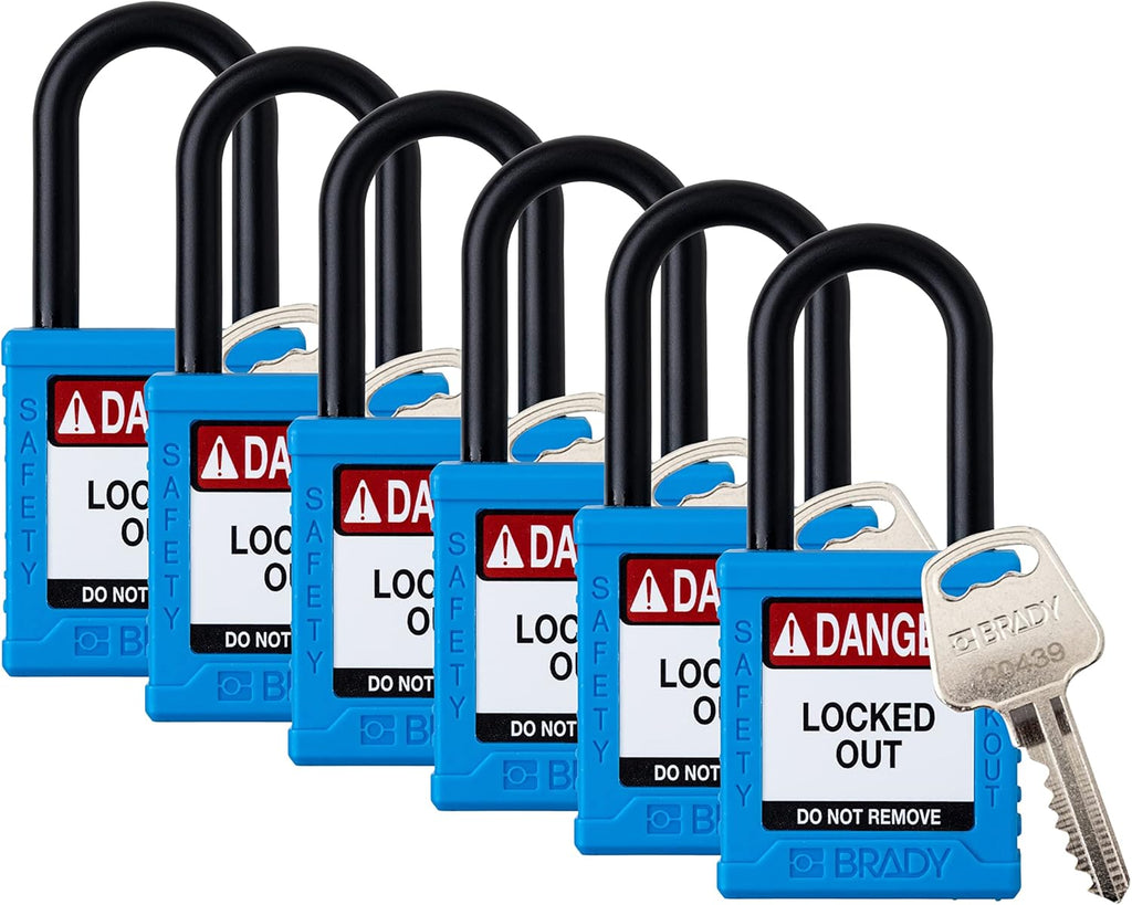 6 Pack Red Keyed Alike Safety Lockout Padlocks E38947