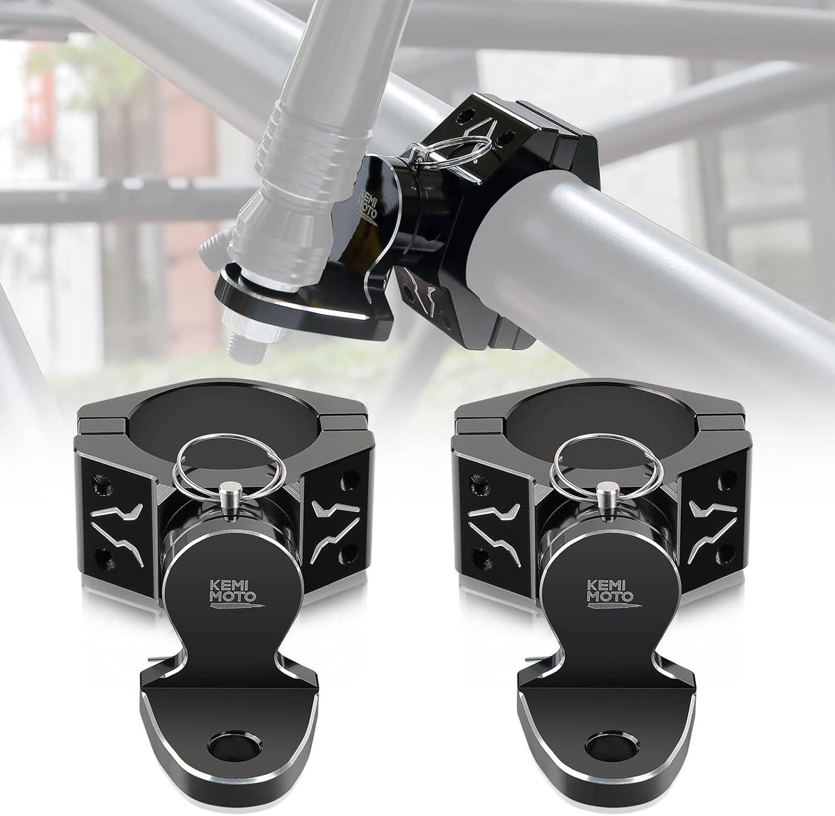 2PCS Aluminum Adjustable UTV Whip Mount for 1.75-2 Roll Bar R7627