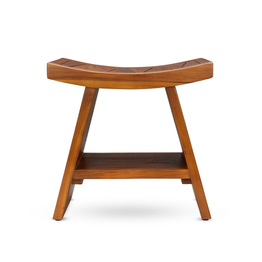 Teak Shower Stool with Shelf D39182
