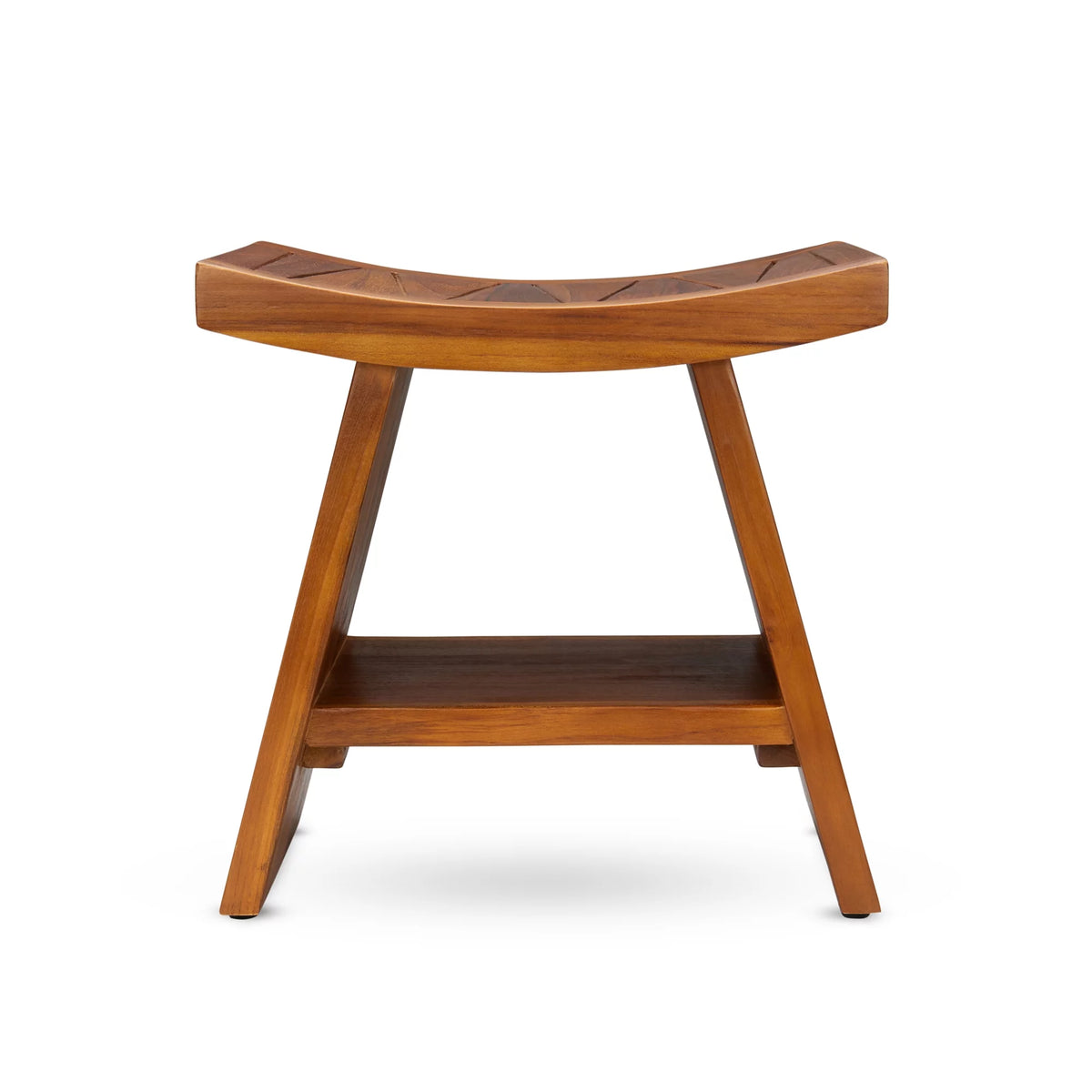 Teak Shower Stool with Shelf D39182