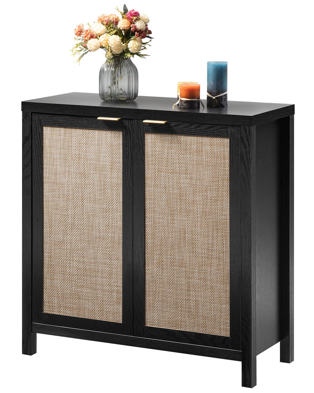 Set of 2 Rattan Cabinet with Doors O695