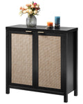 Set of 2 Rattan Cabinet with Doors O695