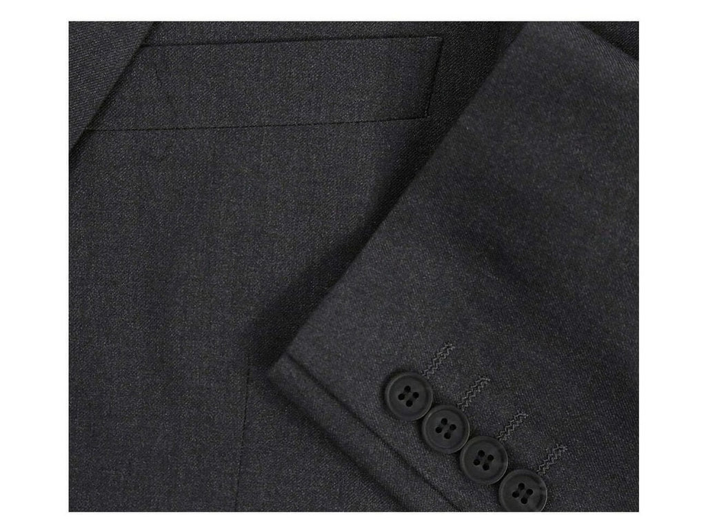 Charcoal Gray Solid Two Button Slim Fit Suit E774869