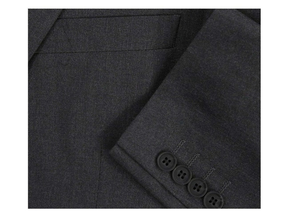 Charcoal Gray Solid Two Button Slim Fit Suit E774869