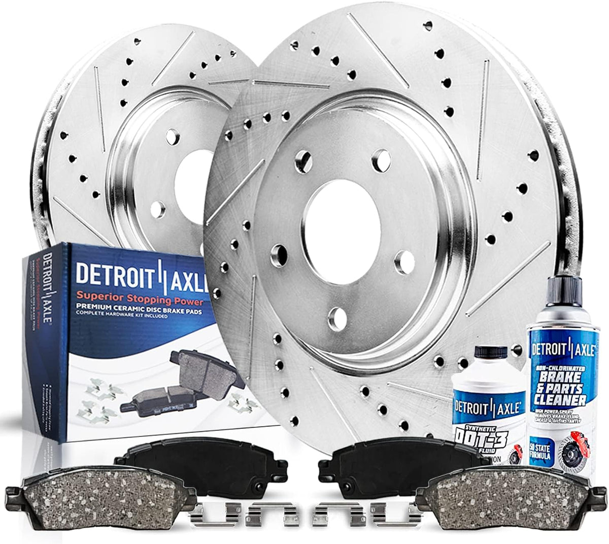 Front Drilled & Slotted Rotors + Brake Pads 6pc Set K94994