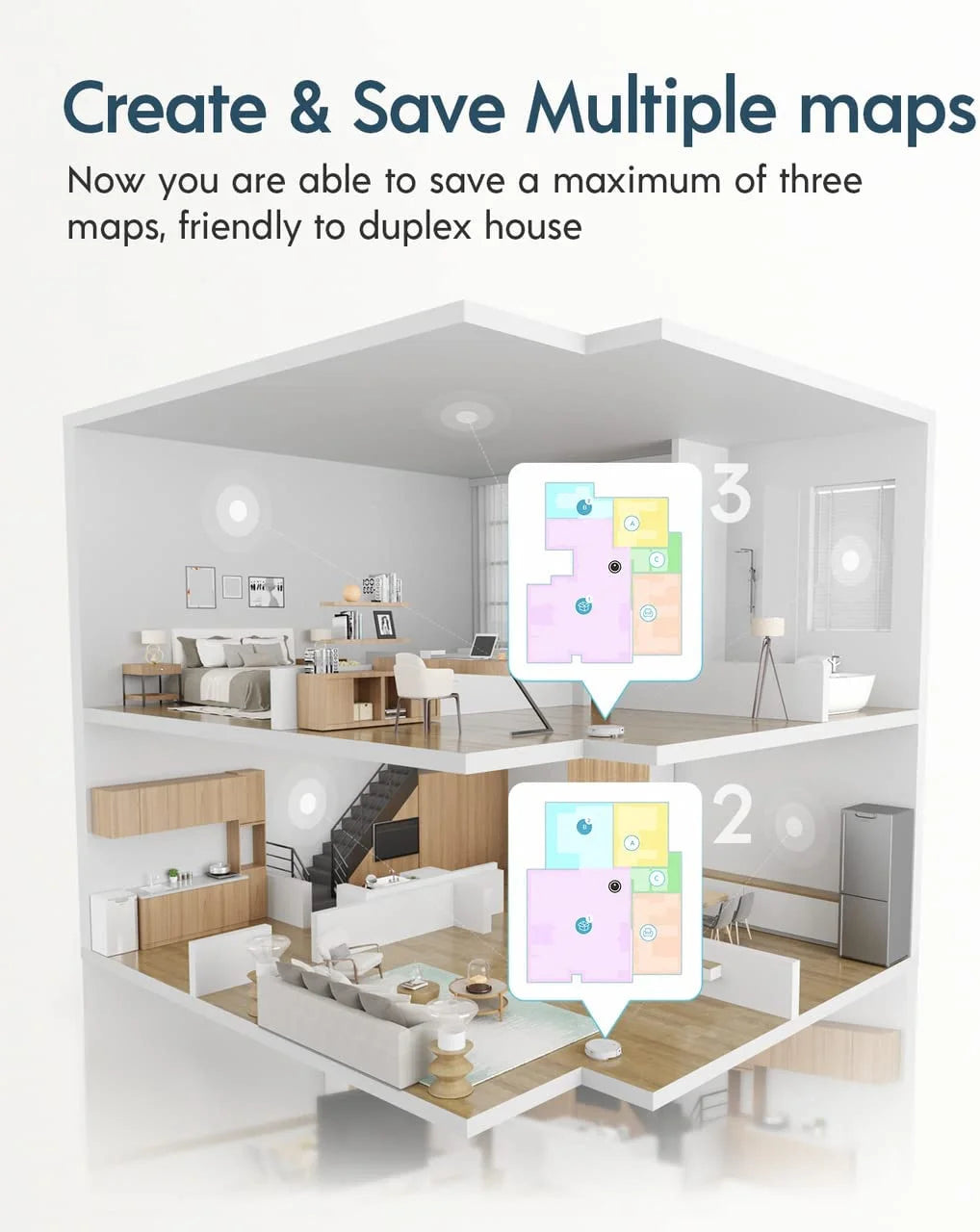 Ultra-Slim 3000Pa Suction Smart Visual Mapping Robot Vacuum Y8545