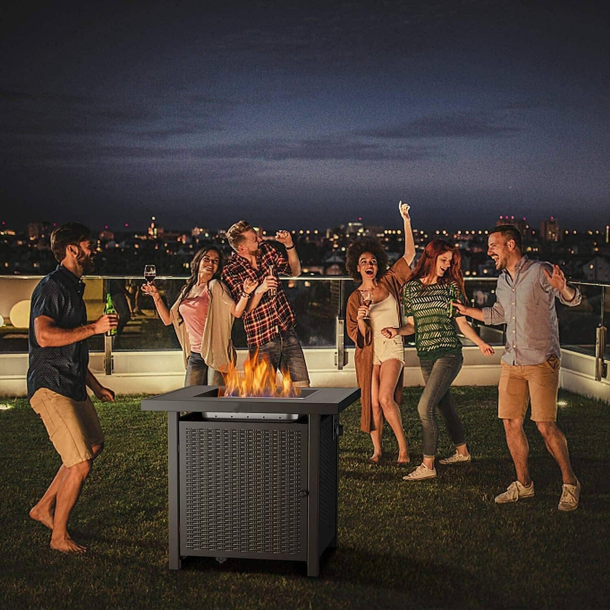 28 Inch 50,000 BTU Propane Gas Fire Pit Table with Lid A6696
