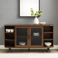 Dark Walnut Curved Edge Glass Door Sideboard J485
