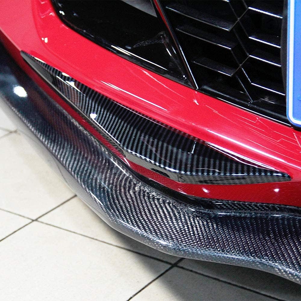 Carbon Fiber Look Cover Trims Front Bumper Bottom Corner for 2014 2015 2016 2017 2018 Chevrolet Corvette C7 J167