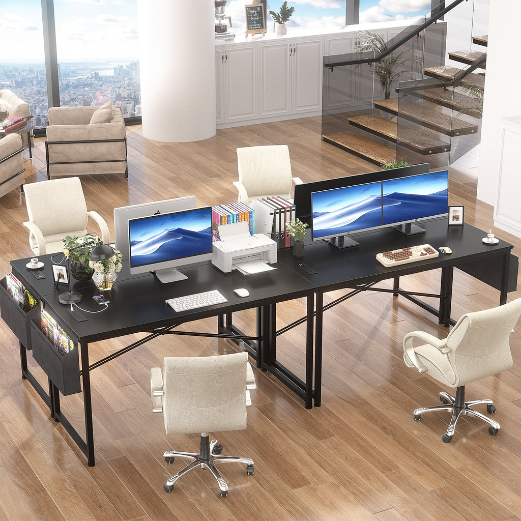 Black 47 Inch Computer Desk with Power Outlets O60875