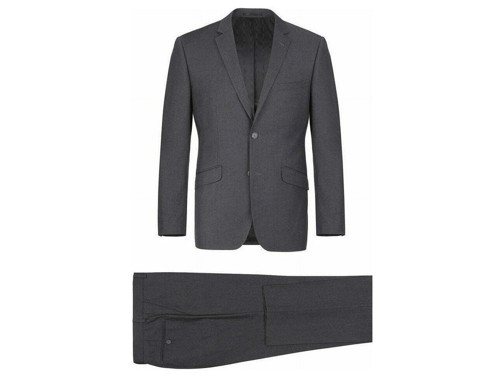 Charcoal Gray Solid Two Button Slim Fit Suit E774869
