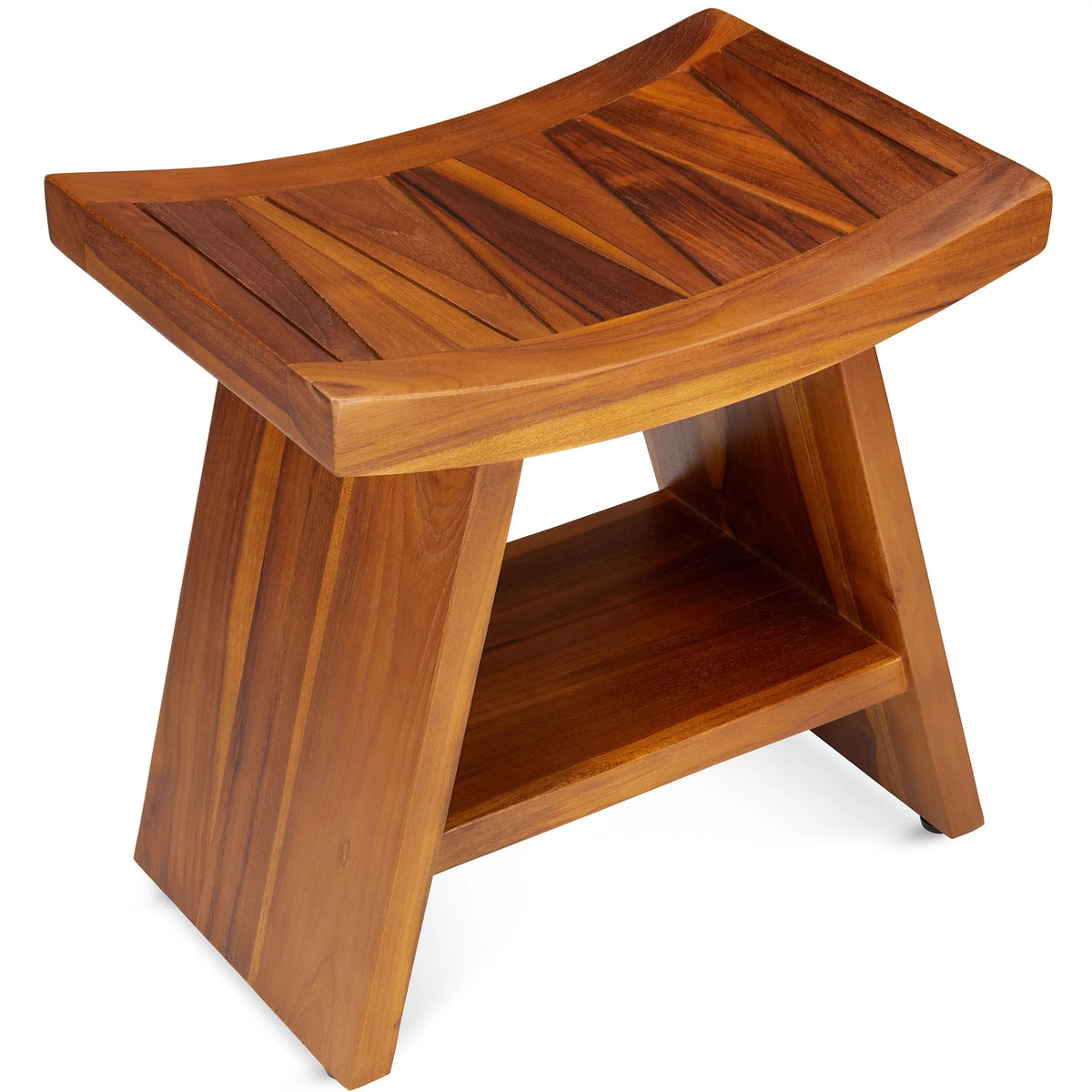 Teak Shower Stool with Shelf D39182
