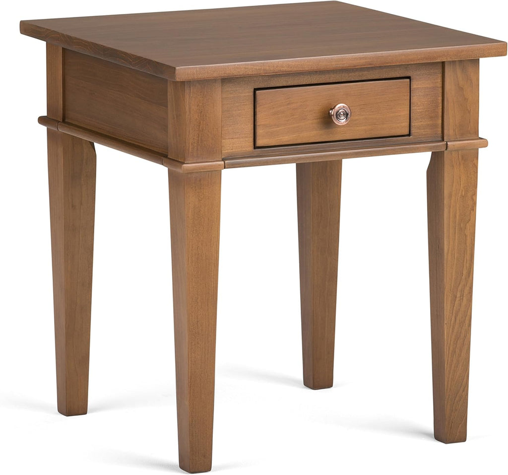 Medium Saddle Brown Solid Wood 1 Drawer End Side Table F315553