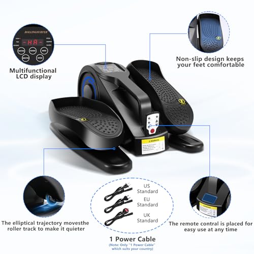 Adjustable Seated Under Desk Elliptical Machine with Remote J9879
