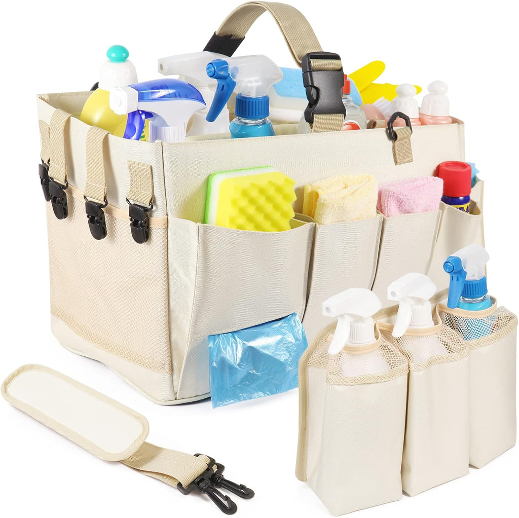 Large Cleaning Caddy Organizer with Handle, 2 in 1 Nesting Bag with Shoulder Strap A407