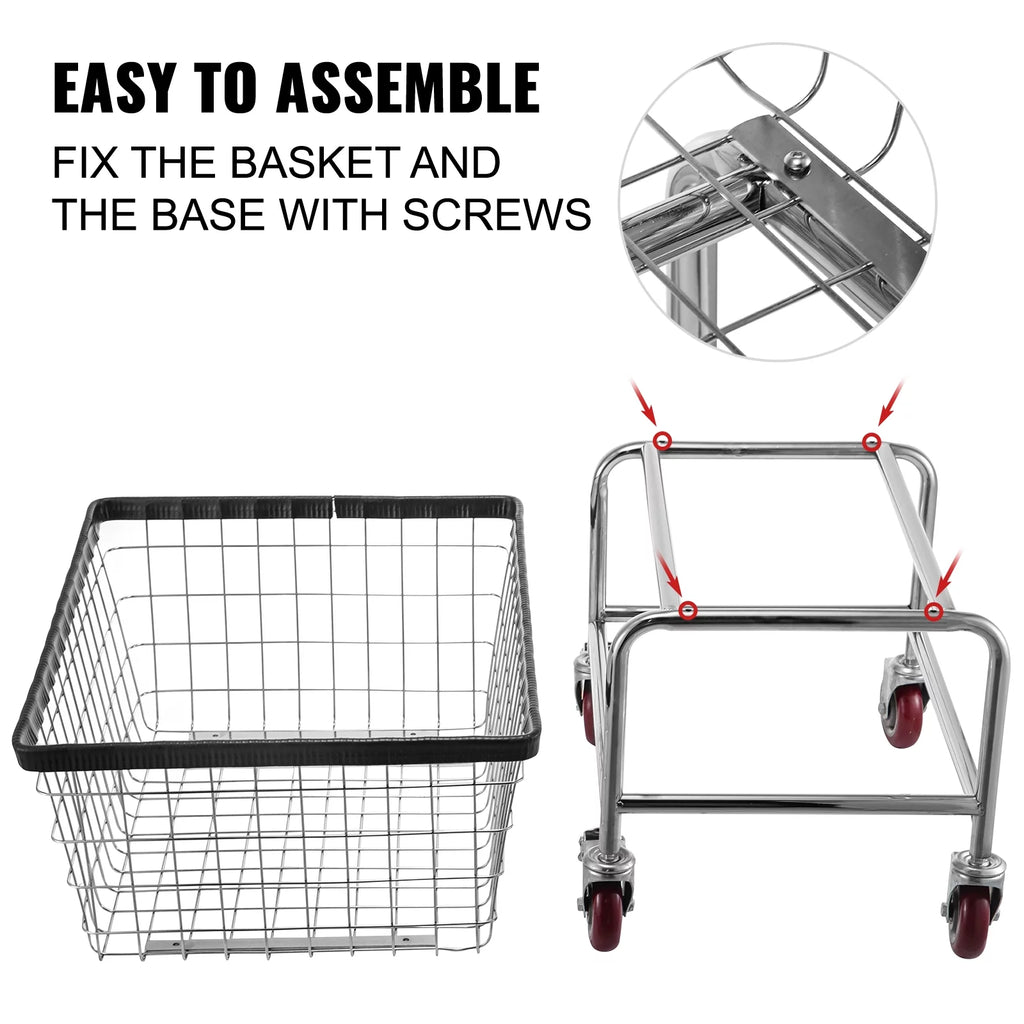 Wire Laundry Cart 2.2 Bushel Heavy Duty with Wheels I287493