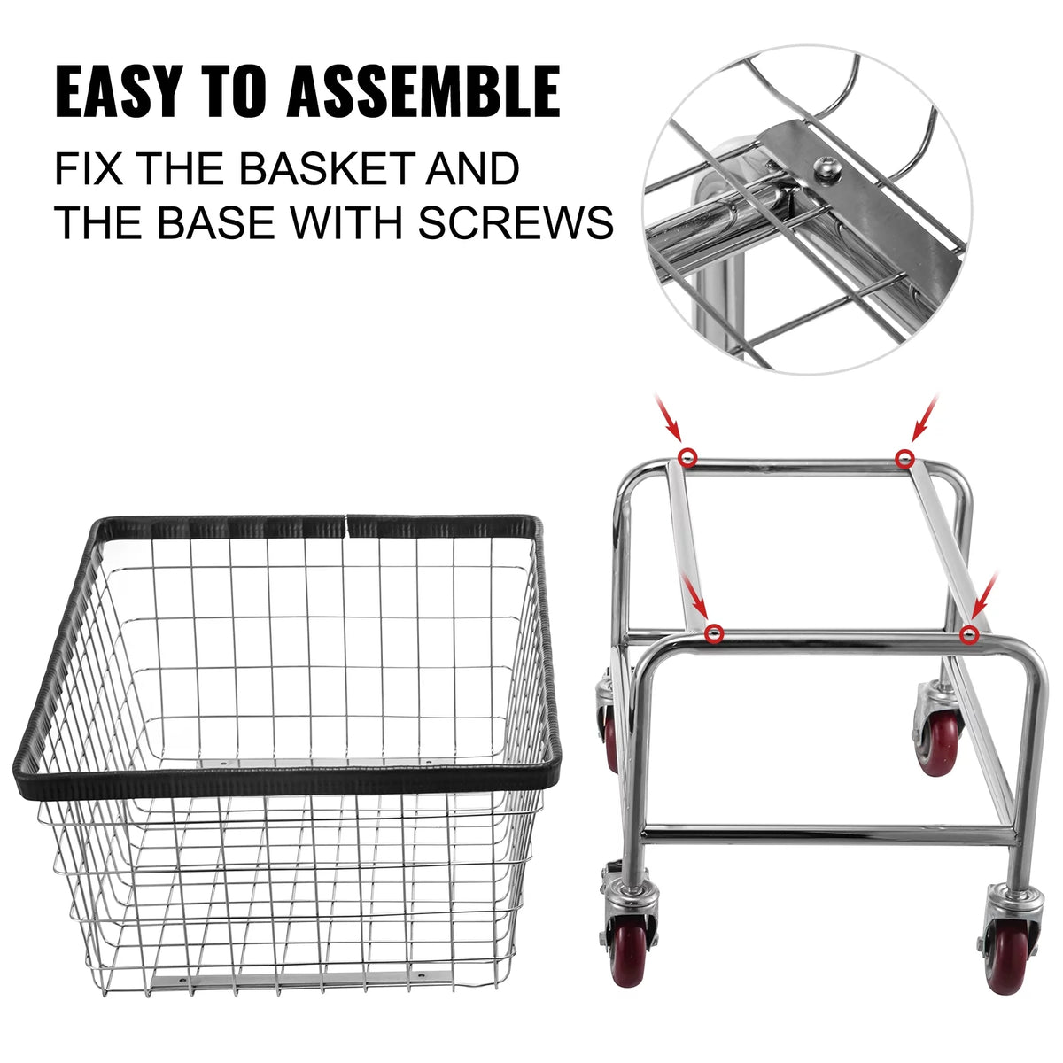 Wire Laundry Cart 2.2 Bushel Heavy Duty with Wheels I287493