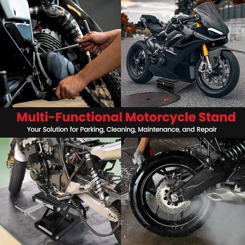 Motorcycle Jack with Rubber Pad, Carbon Steel Center Stand M990739