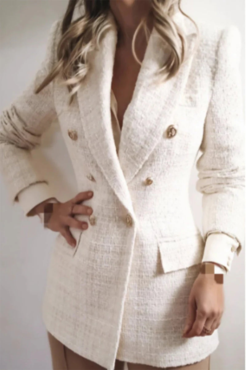 Solid Turn-back Collar Outerwear D409