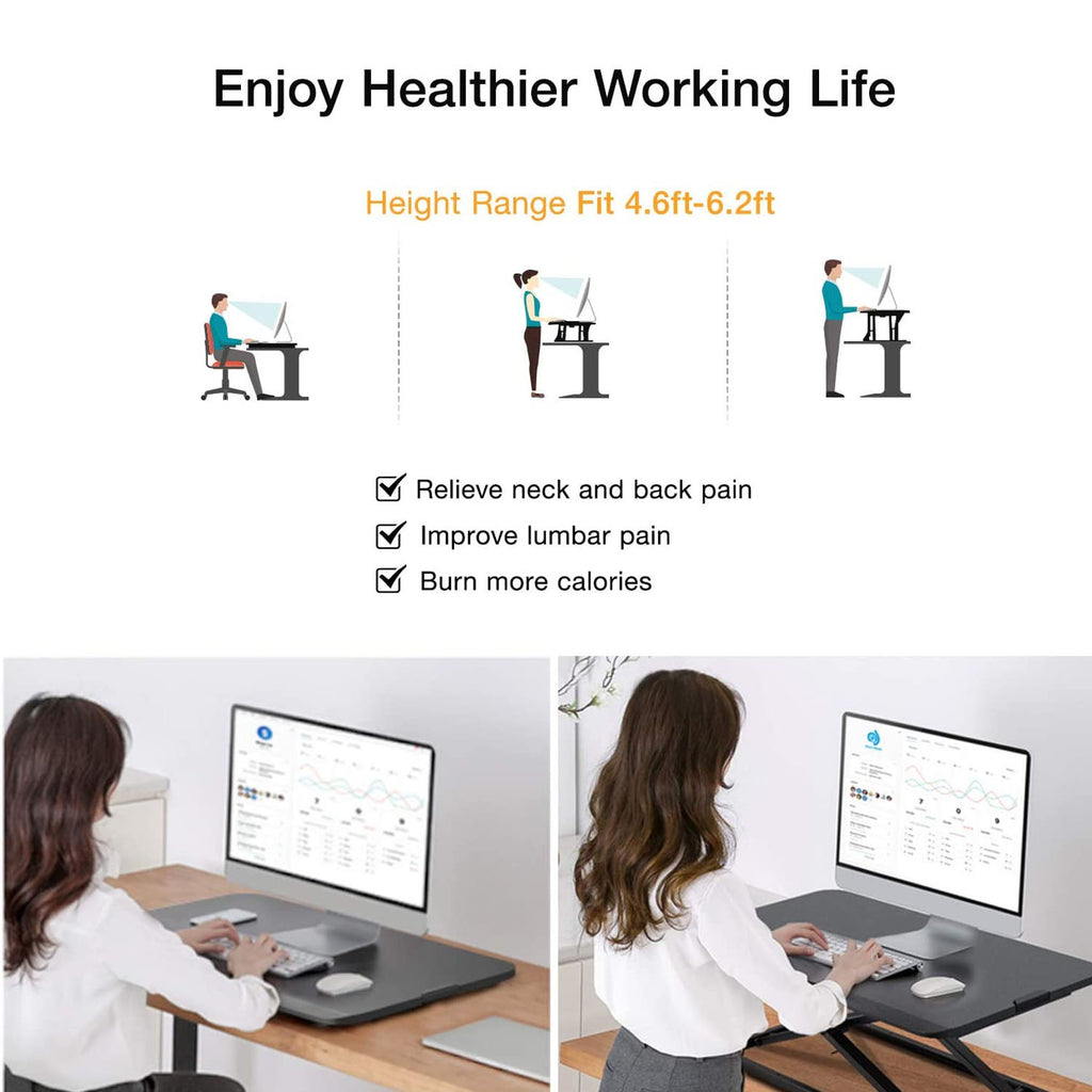 Black Adjustable Height Standing Desk Converter V2783