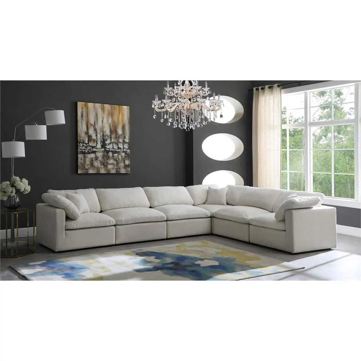 Cream Velvet Modular Sectional H613884