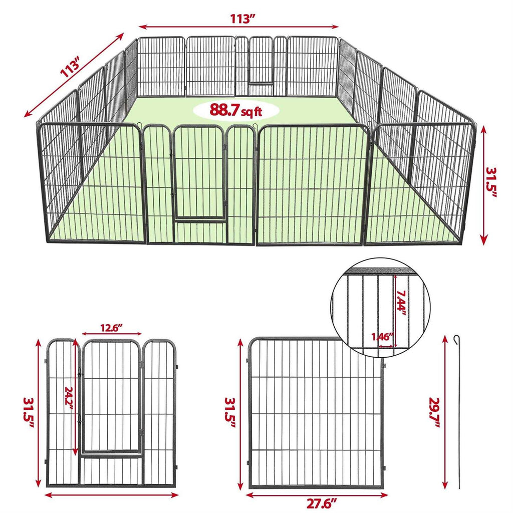 32 inch 16 Panel Foldable Metal Pet Playpen Y3519