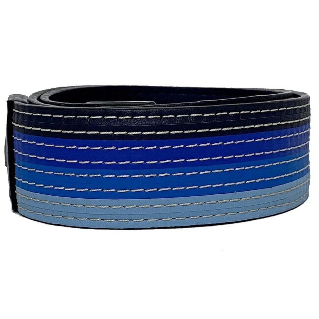 Blue Navy Gold Leather Shoulder Strap E789