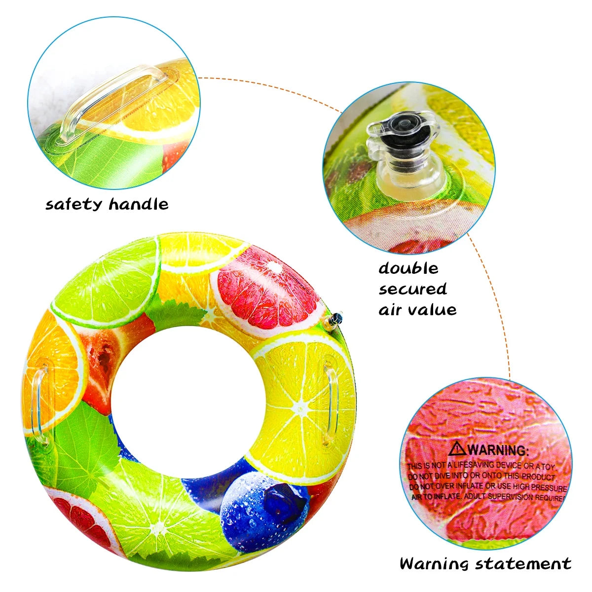 Inflatable Fruit Pool Floats Swimming Rings Water Toys U4475