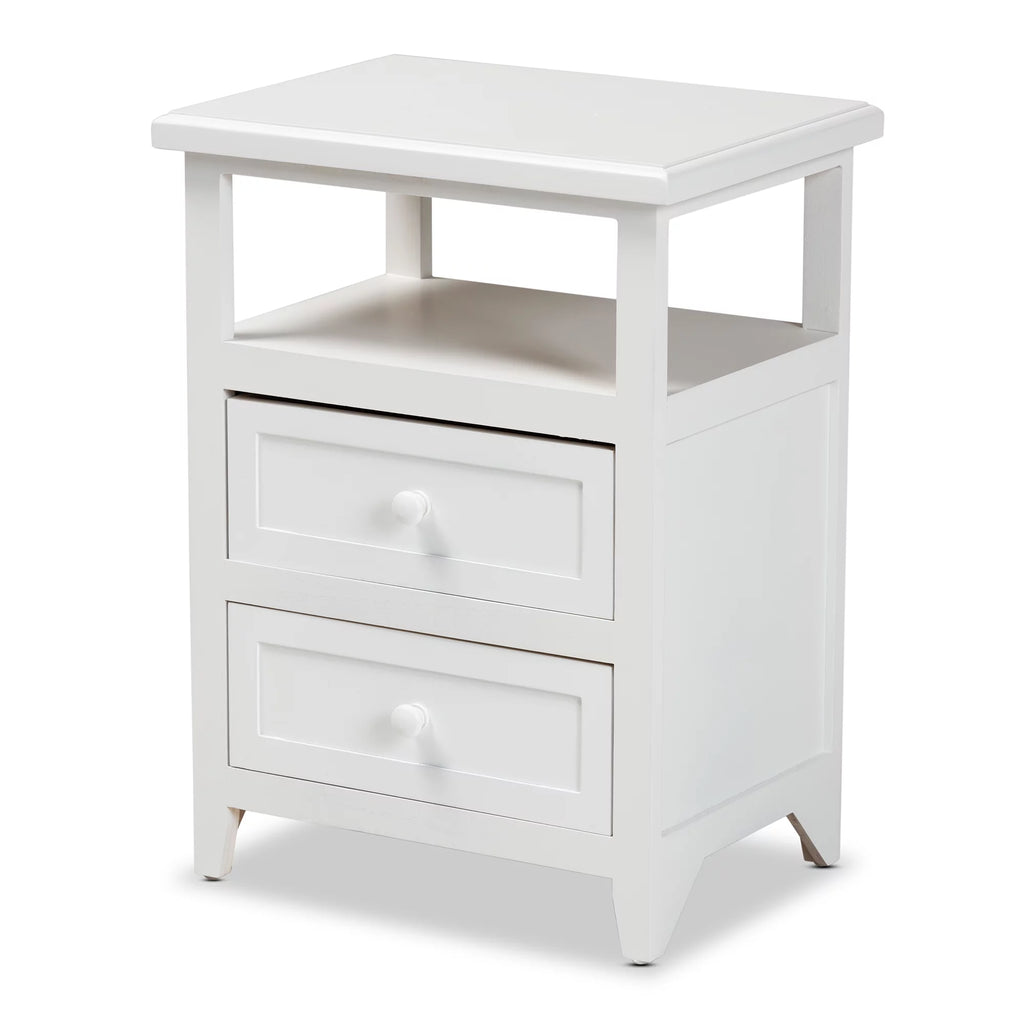 White 2-Drawer Wood Nightstand N912