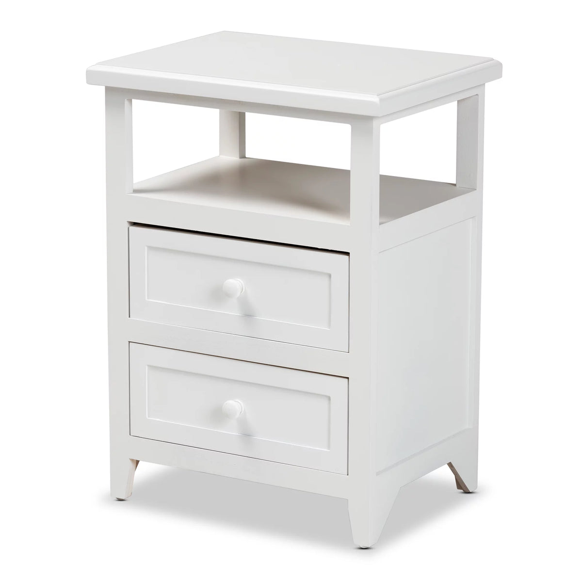 White 2-Drawer Wood Nightstand N912